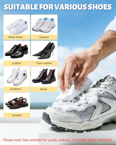 Jevvu Shoe Cleaner, Sneaker Cleaner Kit with Brush and Towel, Deep Clean Shoe Cleaning Kit for White Shoes - size: 6.76 fl oz