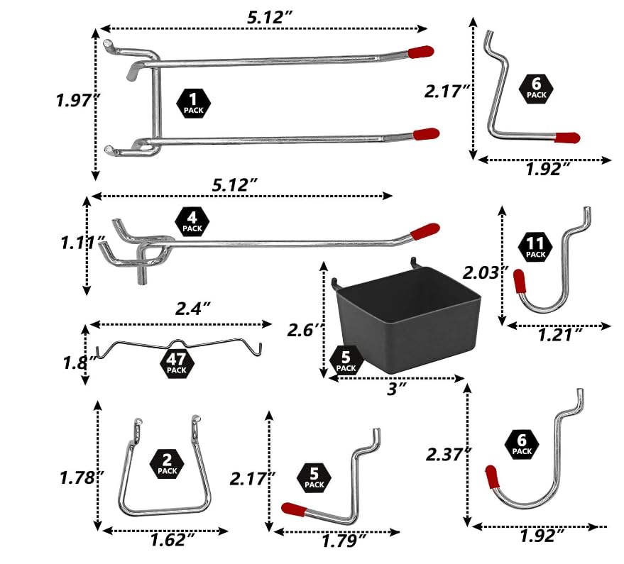 WEN Workbench Pegboard Accessory Kit, 114-Piece (WB114A) (Pack of 12) - size: (Pack of 12)