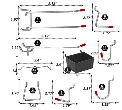 WEN Workbench Pegboard Accessory Kit, 114-Piece (WB114A) (Pack of 12) - size: (Pack of 12)