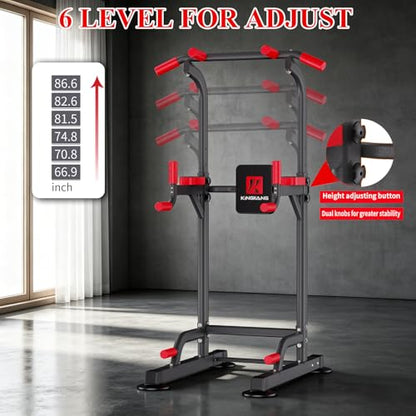 K KiNGKANG Power Tower Pull Up Bar Station for Home Gym Fitness Equipment | Dual-knob Height Adjustment | Load 450lbs| Suction cup feet | New upgraded