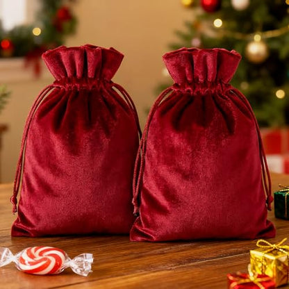 HRX Package Soft Velvet Gift Bags, 5.1x7.8 inch Velvet Drawstring Pouches -Red for Jewelry Crystal Dice Tarot Rune (4 Pack) - color: Red