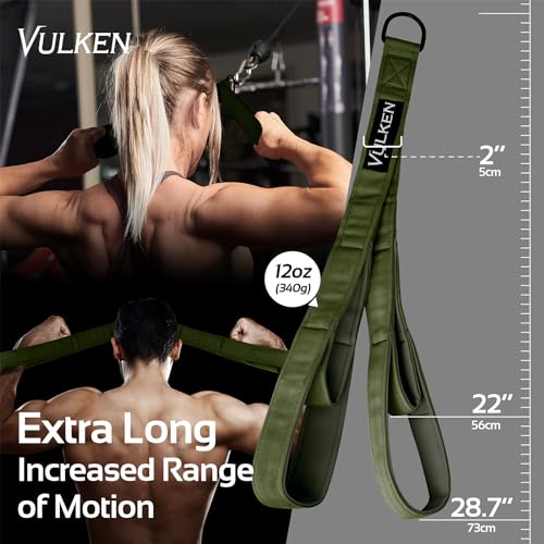 Vulken Tricep Rope Cable Attachment. 28.7 Inch & 22 Inch Two Lengths Built in One Pull Down Rope - color: Green