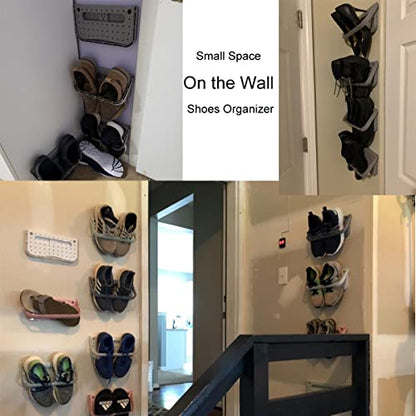 4 Pack Hanging Plastic Shoe Rack Wall Mount Creative Folding Organizer Camper Shoes Storage Shelf Adhesive Shoe Holder For Door