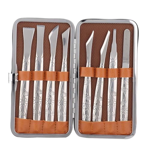 8Pcs Ingrown Toenail Removal Kit, Stainless Steel Pedicure Kit, Pedicure Knife Dead Skin Removal, Ingrown Toenail Treatment Tool Set with A PU Leather Box