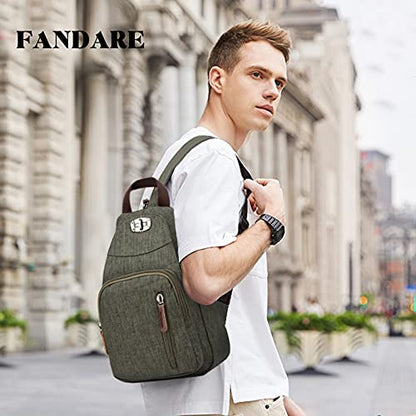 FANDARE Retro Sling Chest Backpack Multipurpose Crossbody Shoulder Bag - color: Armygreen
