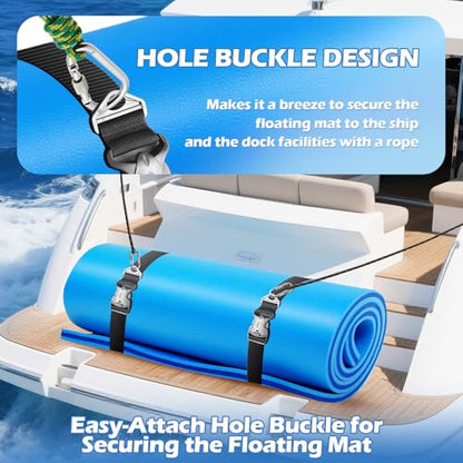 2 Pcs Floating Mat Straps with Quick-Release Double Lock Buckle, Multifunctional Floating Water Mat Straps with Hole Buckle & Carry Handle for Crawling Mat, Yoga, Camping