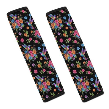 1 Pair Universal Soft and Comfortable Seat Belt Shoulder Pad for Adult Use, Stroller Pushchair High Chair, Flower Bird Hummingbird Neck Strap Covers, Anti-Slip Pad - color: Pattern 556