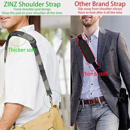 ZINZ Shoulder Strap 58" Ultra-Thick Fixed Padded and Adjustable Buckles Crossbody Strap for Briefcase Laptop Bag Luggage - color: Camouflage Gray