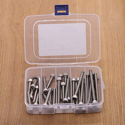 30 PCS M6 x 30mm, 40mm, 50mm, 60mm, 70mm Stainless Steel Socket Head Cap Screws with Free Hex Wrench, Hex Drive Metric Threaded Socket Screws Assortment, 304 Stainless Steel 18-8, Full Thread - size: M6 x 30, 40, 50, 60, 70mm