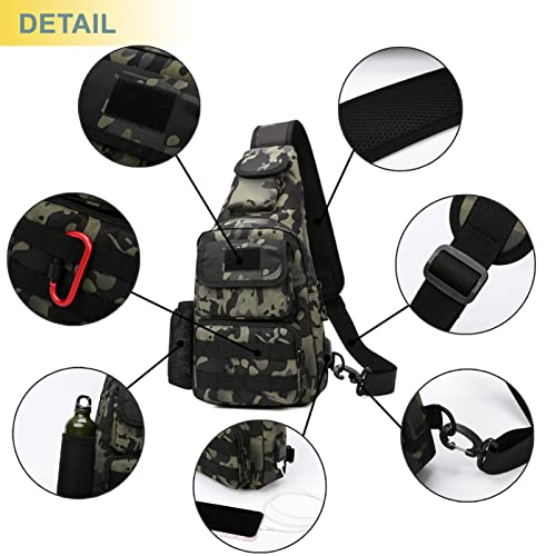 Tactical Shoulder Bag - 1000D Molle Military Backpack Outdoor Daypack Chest Pack (Blue) - color: Blue