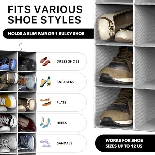 Simple Houseware 20 Section Shelves Hanging Shoes Organizer, Gray | Dual Metal Hooks, 10 Tier, Holds Up to 20 lbs, for Narrow Space - color: Grey