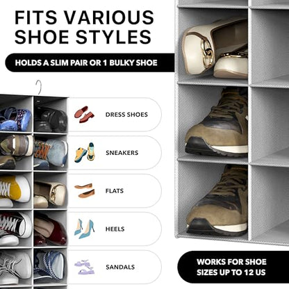Simple Houseware 20 Section Shelves Hanging Shoes Organizer, Gray | Dual Metal Hooks, 10 Tier, Holds Up to 20 lbs, for Narrow Space - color: Grey