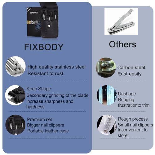 Nail Clipper Set, Christmas Stocking Stuffers for Men,Teen Boy,Husband,Dad | Gift Ideal for Boyfriend, Ultra Sharp Stainless Steel Fingernail Clippers & Leather Travel Case,Manicure Set for Men,Women