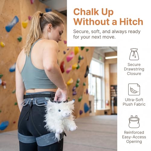 Highland Cow Plush Rock Climbing Chalk Bag, Cute Plush Animal，Drawstring Closure & Adjustable Belt，Bouldering & Gymnastics, Soft Fluffy Cow Chalk Pouch, Unique Climbing Gear Gift for Climbers - color: brown