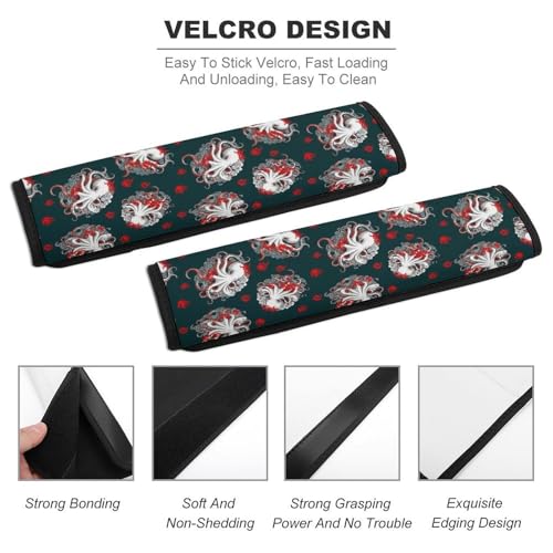 Universal Fit Seat Belt Shoulder Pad for Adult Use, Most Cars, 2 Pack Artistic Octopus Clouds Harness Pads Strap Pressure Relief - color: Pattern 281