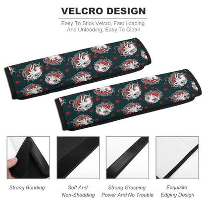 Universal Fit Seat Belt Shoulder Pad for Adult Use, Most Cars, 2 Pack Artistic Octopus Clouds Harness Pads Strap Pressure Relief - color: Pattern 281