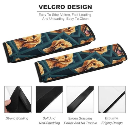 2 Pack Golden Retriever Dog Plaid Car Seat Straps Shoulder Pads Soft Padded Shoulder Harness Cover for Adult Use, Stroller Pushchair High Chair, Pressure Relief - color: Pattern 892