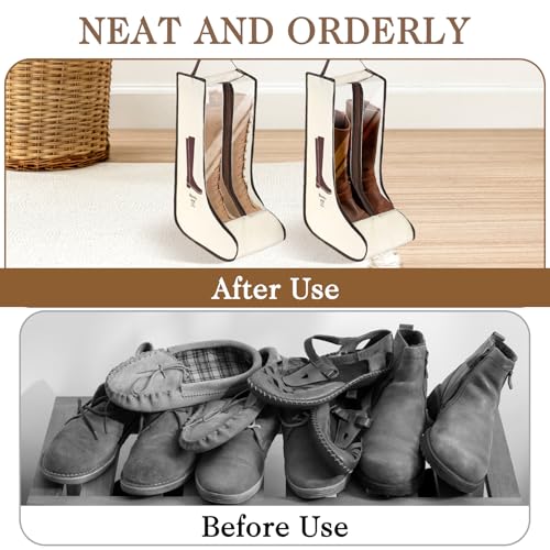 2 Set Boot Storage Bag, Portable Boots Protector Bag Dust Proof Travel Shoe Bags with Handle Boots Organizer for Packing Travel and Daily Use(Tall) - size: Tall