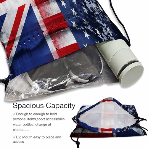 National Flag Drawstring Bag 14x16.9 Inch USA British Star White Red Striped Gym Bag Stroage Small Exercise Accessiors Water Bottle Change of Clothes Shoes - color: National Flag