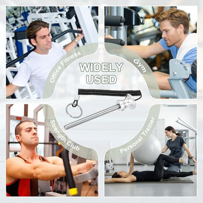 Weight Stack Pin, Weight Gym Pin Strength Training Equipment Replacement with Pull Rope for Commercial Home - color: Silver, size: 0.4 x 4.7 Inch