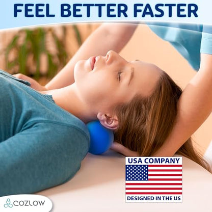 COZLOW Peanut Massage Ball - Deep Tissue Therapy, Pain Relief - Cobalt Blue | Cozlow 5" double lacrosse silicone massage ball, trigger point roller for mobility, acupressure tool for myofascial release - color: Cobalt Blue