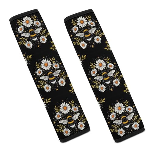2 Pack Daisy Flower Bee Seat Belt Shoulder Pad Universal Soft and Comfortable Seat Belt Covers Cushion for Kids, Most Cars, Comfortable Driving - color: Pattern 652