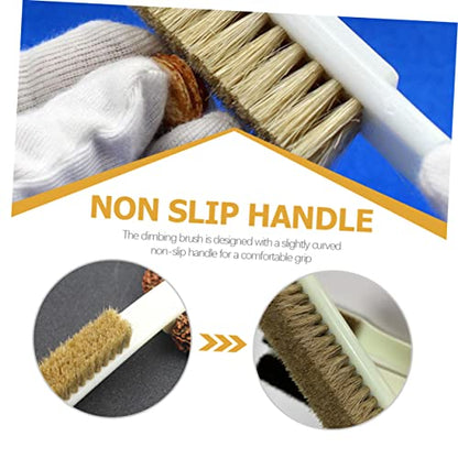 Amosfun 2Pcs Climbing Brush with Thick Boar Hair Bristles and Sturdy Handle for Cleaning Rocks and Chalk Lightweight and for Bouldering