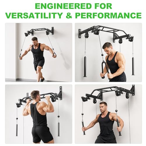 Fitvids Wall Mounted Pull Up Bar, Heavy Duty Multi-Grip Chin Up Bar for Home Gym, 450 lbs Weight Capacity Upper Body Strength Training Equipment, Multiple grip styles available