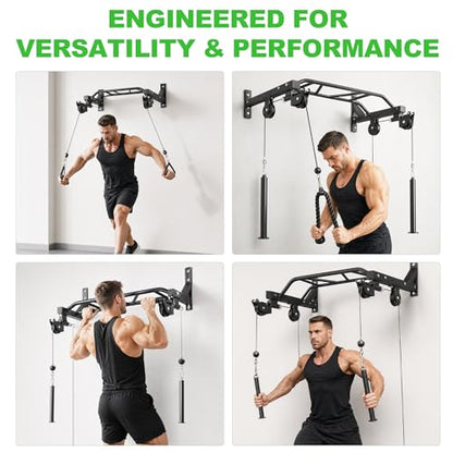 Fitvids Wall Mounted Pull Up Bar, Heavy Duty Multi-Grip Chin Up Bar for Home Gym, 450 lbs Weight Capacity Upper Body Strength Training Equipment, Multiple grip styles available