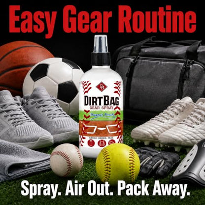DirtBag Gear Spray by Diamond Dapper - Sports Gear Deodorizer Spray for Shoes, Cleats, Gym Bags, Gloves, Helmets, Pads and Sports Equipment, Dugout Fresh Scent, 8 oz