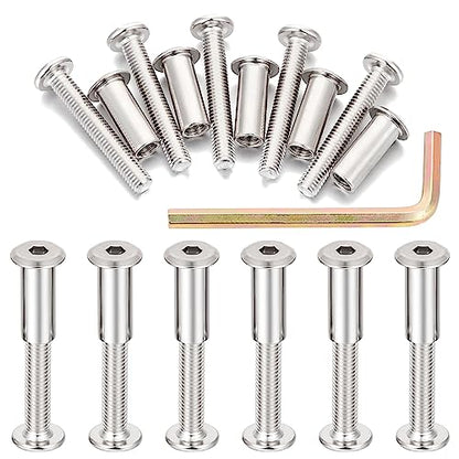 100 Sets Silver M6x40mm Furniture Bolts Metric Hex Screw Bit Set Metal Deck Screws for Furniture Screw Socket Cover Wood Socket Cap Bolt Kit - size: M6x40mm