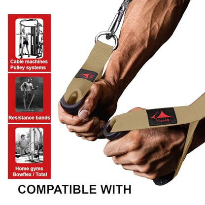 Heavy Duty Gym Workout Handles Attachment for Cable Machine,Resistance Band,Pulley System Home Exercise Equipment, Comfortable and Stronger Grip - color: Knight Khaki