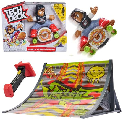 TECH DECK Shred N' Blast Sk8board, Motorized Finger Skateboard Toy with Rider & Ramp for Fast Tricks & High Jumps, Kids Toys for Boys and Girls Ages 6 & Up, Batteries Required - style: Shred N Blast Sk8board
