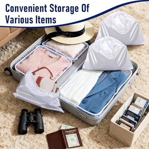 15 Pcs Dust Bags for Handbags, White Silk Drawstring Storage Bags, 3 Sizes Purse Dust Covers for Travel Shoe Boot Protection
