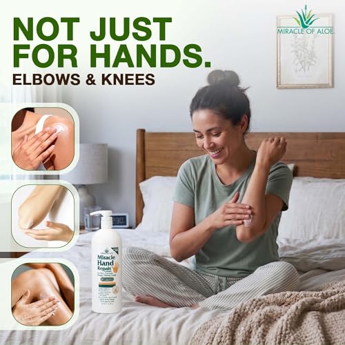 Miracle Hand Repair Cream For Dry Cracked Hands, 32 Oz, 60% Aloe Vera | Non Greasy Fast Absorbing Hand Lotion, Moisturizer For Working Hands, Extremely Dry Rough Skin, Elbows & Knees, Men & Women - size: 32 Ounce (Pack of 1)