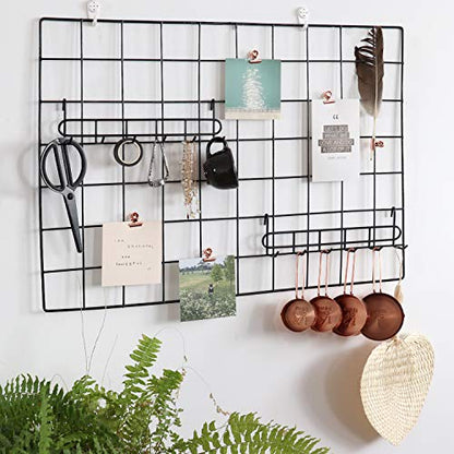 Storage Hooks Rack, 2 Pack - Iron Wire Grid Hooks for Wall Mount Storage and Display, 10.7”x 2.8”x1.8 », Black - color: Black