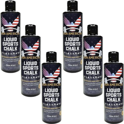 IRON AMERICAN Liquid Chalk - No-Mess Long-Lasting Grip Chalk for Weightlifting, Gymnastics, Rock Climbing, and Fitness Training - Advanced Hand Chalk for Gym - size: 6-PACK (250 mL)