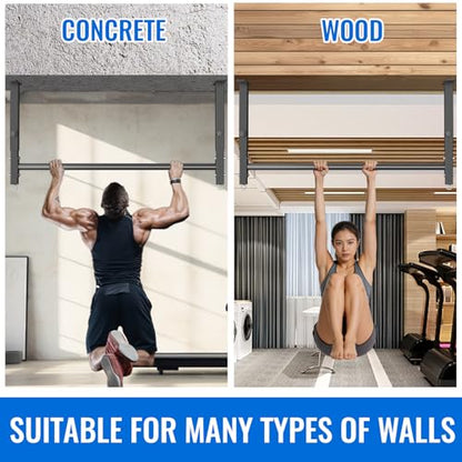 48" Ceiling Mount Pull Up Bar, Adjustable Height, 700LBS Capacity | Includes suspension trainer straps.For home gym,garage,basement.Ideal for pull ups & full body stretching.