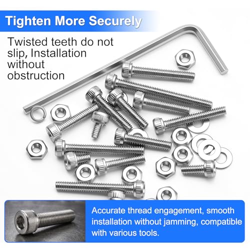 801PCS M2.5 Screws Kit, M2.5x4/6/8/10/12/16/20/25mm Hex Socket Head Cap Screws Bolts Nuts Washers Kit, 304 Stainless Steel M2.5 Bolts Metric Screws for 3D Printing - size: SS M2.5 x 4/6/8/10/12/16/20/25mm, style: Socket Head