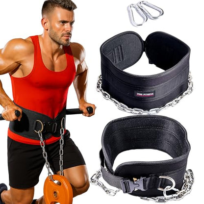 Dip Belt for Weight Lifting with a Quick Closure Steel Buckle, Weighted Belt for Pullups & Dips for Men, with Durable Chain and Carabiners, Weightlifting, Squat, Bodybuilding