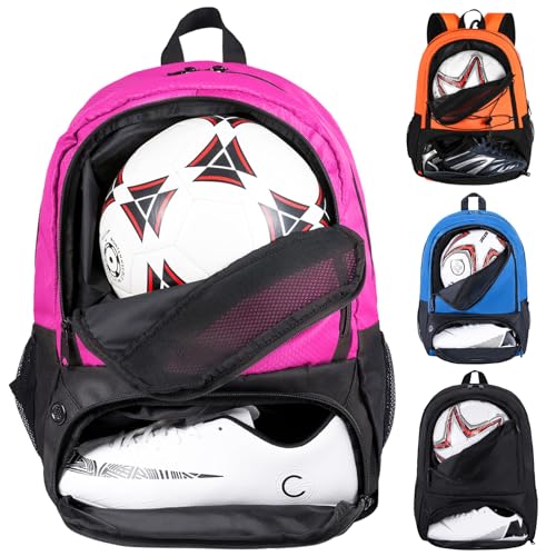 Himal Outdoors Soccer Backpack, Separate Cleat Compartment | Football,Volleyball,Handball,nylon fabrics,lightweight - color: Red