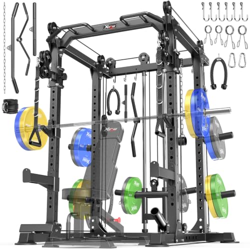 Power Rack Power Cage Multi-Function Squat Rack with Cable Crossover System Selectable More Training Attachment Power Rack for Garage & Home Gym - color: Black, size: A Set L02 Power Cage