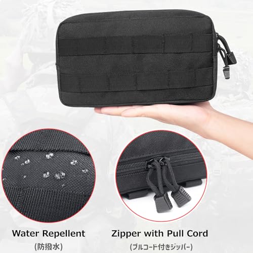 Azarxis Equipment Multi-Purpose Tactical EDC Admin MOLLE Pouch Utility Tools Bag Organizer Military Waist Belt Modular Attachment - color: #01 - Black - 2 Pack