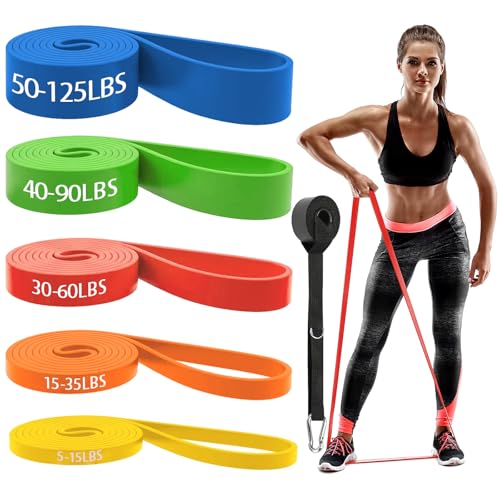 Resistance Bands for Working Out, Pull Up Assist Bands Set, Workout for Women and Men, Exercise Bands,Training, Plasticity, Physical Therapy at Home/Gym - color: Yellow, Orange, Red, Green, blue