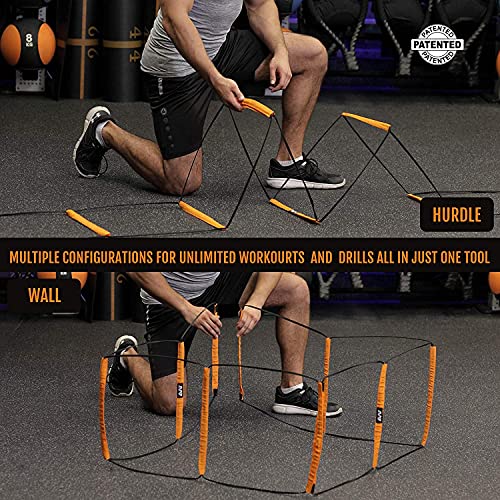 Agility Ladder, Agility Training Equipment, Soccer Speed Ladder, Football Footwork Ladder, Workout Ladder for Kid Adult, Foldable Instant Set-up & Tangle-Free & Carry Bag(4/8/8+4/12 Rung) - size: 8+4 rung