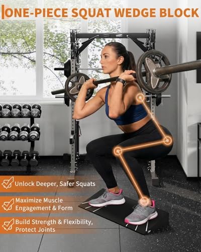 Squat Ramp Block 15° Heel Elevated Slant Board for Squats, Knees over Toes, Weightlifting & Calf Stretch, 1000lb Capacity Non-Slip One-Piece Squat Ramp, Home Gym Fitness Accessory for Men Women