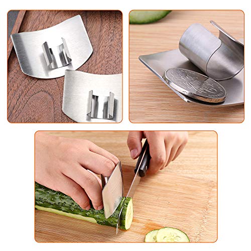 Finger Guard for Cutting, One & Double Finger Kitchen Tool, Stainless Steel Knife Cutting Protector (Silver 5) - color: Silver 5