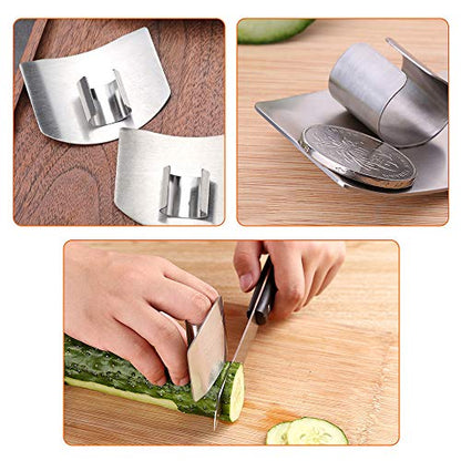 Finger Guard - Stainless Steel Knife Cutting Protector for Single & Double Finger (Silver) - color: Silver 2 single finger