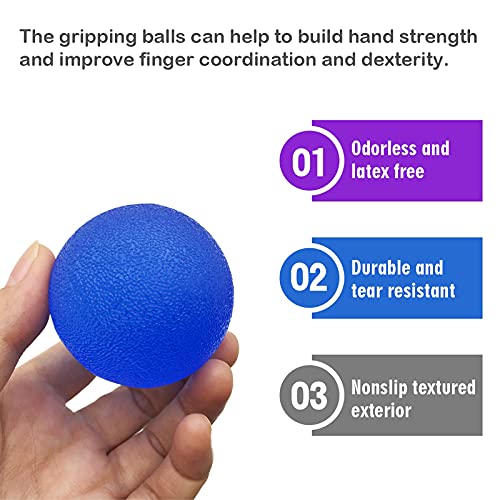 Small 2-Inch Stress Balls for Adults, 3-Pack for Hand and Grip Exercise | Small 2-inch silicone squeeze balls in soft, medium and firm levels for hand exercise, light grip exercise and stress relief