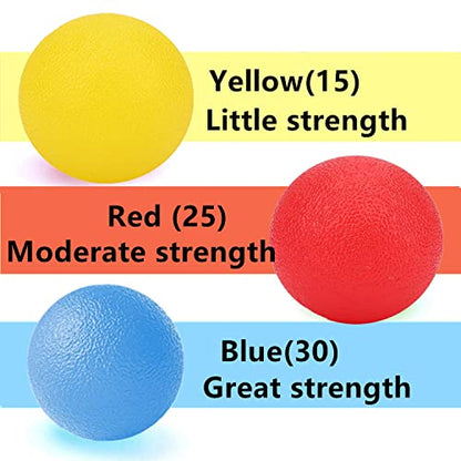 3 PCS Physical Therapy Hand Exercise Balls, Stress Balls for Adults | Squeeze Balls Kits for Hand Finger Wrist Muscles, Hand Grip Strengthener Trainer,Finger Exerciser